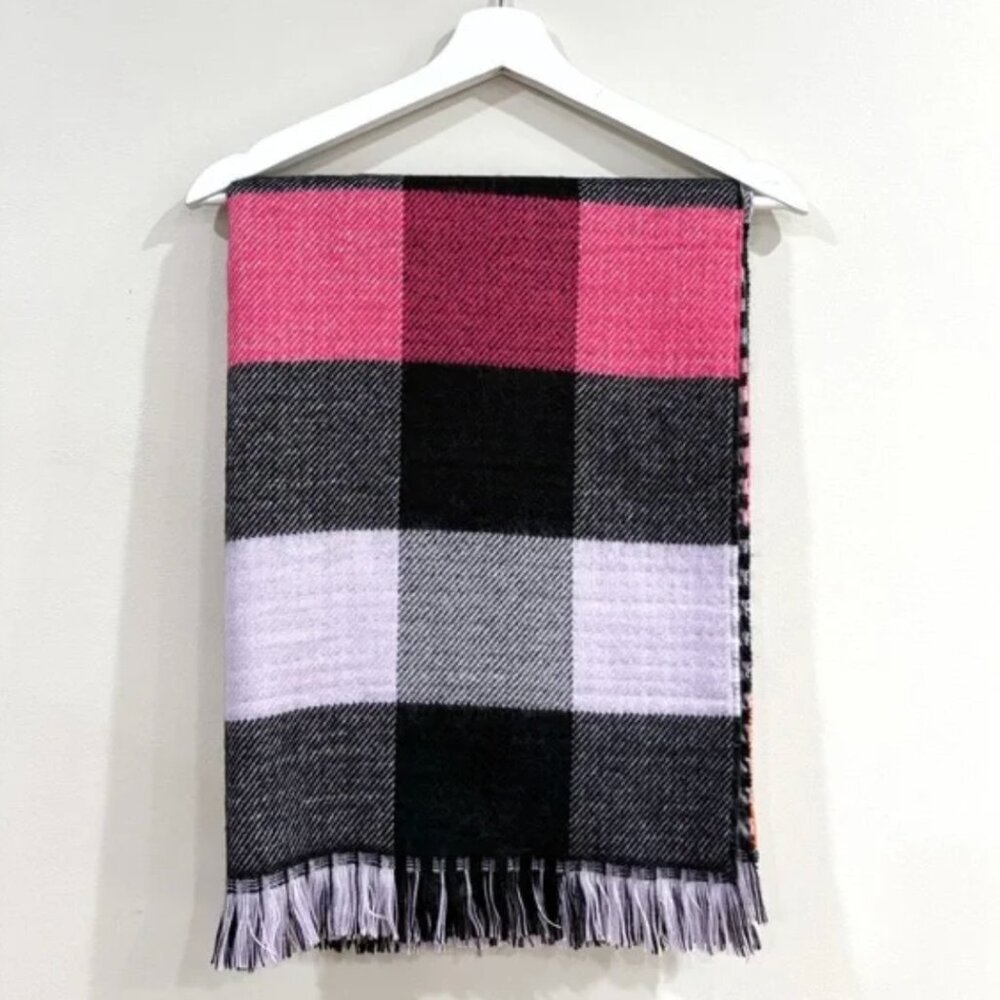 Anthropologie Black and Lavender/Multi Reversible Maxi Scarf - Picture 3 of 10